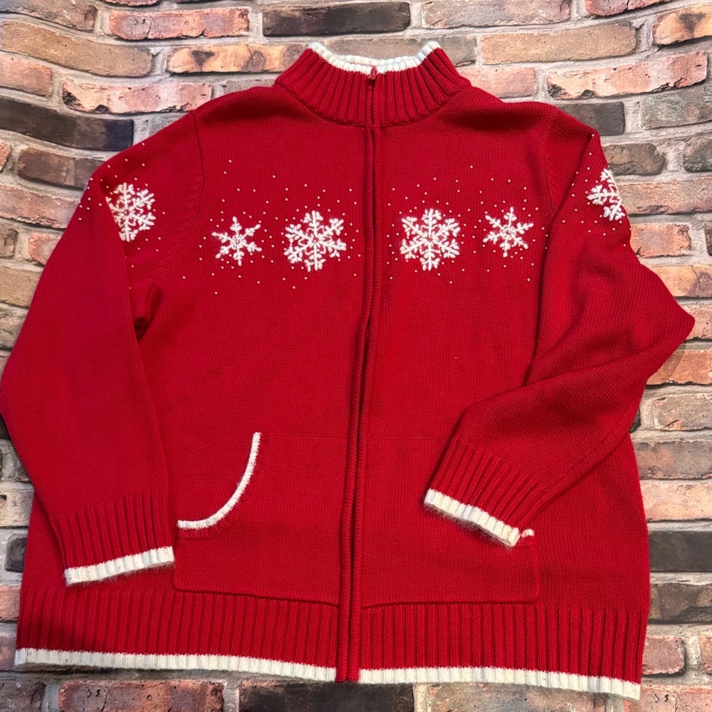 Red Snowflake Sweater Size 1X